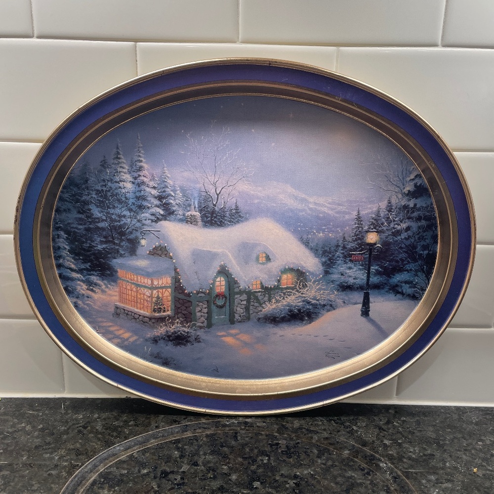 Thomas Kincade Christmas Tin Tray